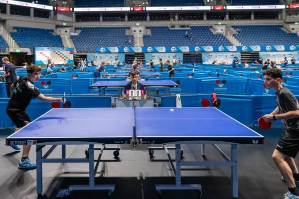 table tennis match action